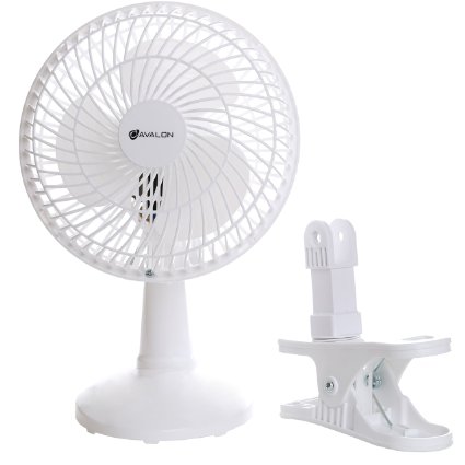 Avalon 6 Inch Clip-On Fan with Attachable Table-Top Base