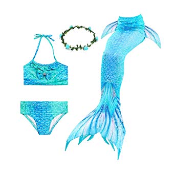 Ubetoone 3Pcs Mermaid Tails for Christmas Party Swimming Swimsuit Bikini Mermaid Party Supplies