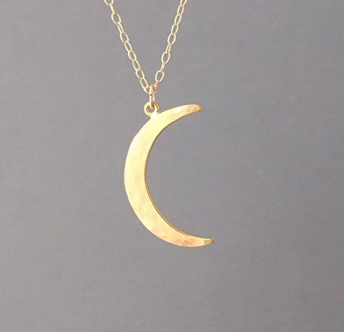 Gold Hammered Crescent Moon Necklace also in Sterling Silver and 14k Rose Gold Fill