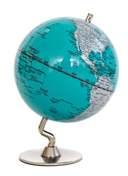Turquoise & Sliver Globe of The World 5"