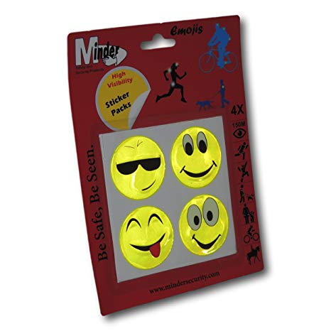 EPOSGEAR Minder Reflective High Visibility Hi-Viz Road Safety Reflector Sticker Packs - Smileys Emojis Paws Ghosts - Ideal for School Children, Walkers, Cyclists etc
