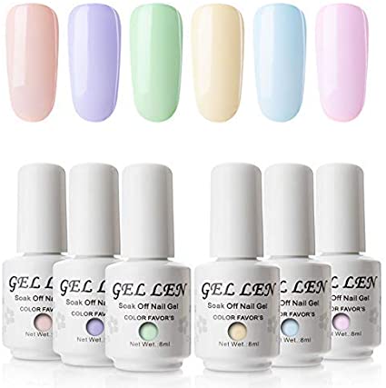 Gellen Candy Colour Gel Polish Set - 8ml 6 Colours Soak Off Gel Nail Polish UV LED Gel Varnish Set