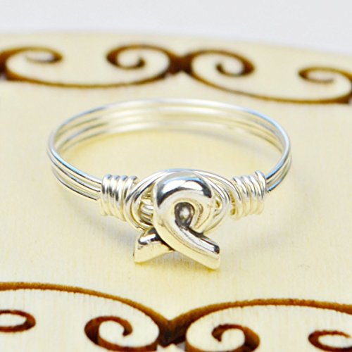 Awareness Ribbon Sterling Silver OR Gold Filled Wire Wrapped Ring- Custom made to size 4 -14