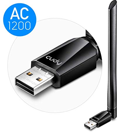 Cudy WU1200 AC 1200Mbps High Gain USB WiFi Dongle, WiFi Adapter, Wireless Adapter, 5Ghz/2.4Ghz, External Antenna, Compatible with Windows Vista / 7/8 / 8.1/10, mac OS, Linux