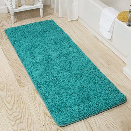 Lavish Home Memory Foam Shag Bath Mat 2-Feet by 5-Feet - Seafoam