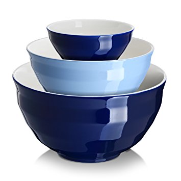Dowan Ceramic Mixing Bowls/Serving Bowl Set, Set of 3, Easy Storage Prep Bowl
