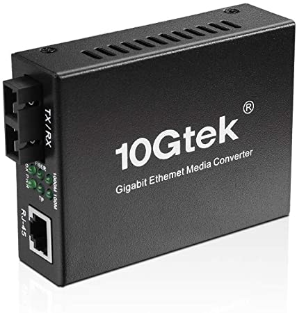 Gigabit Ethernet Media Converter Single-Mode, 1000M Dual Fiber SC to 10/100/1000M RJ45, 1310-nm, up to 20KM
