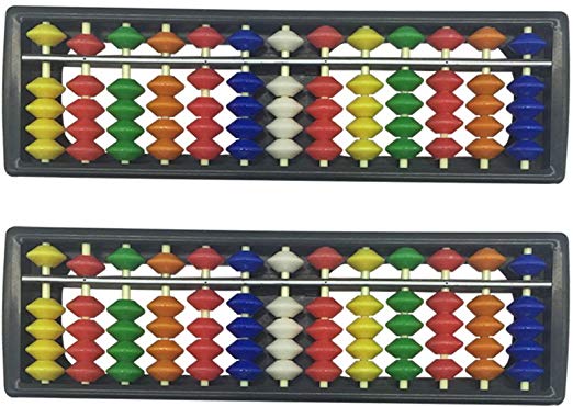 HYHP 2 Pcs Plastic Abacus Soroban Calculator, Arithmetic Soroban Kids Calculating Tool (13 Digits Rod with 7 Colors Beads)