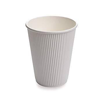 Paper Hot Cup, Coffee Cup, Tea Cup - 12 oz - Ripple Wall, Insulated - No Need For Sleeves - White - Takeout, To Go Cup - 25ct Box - Restaurantware