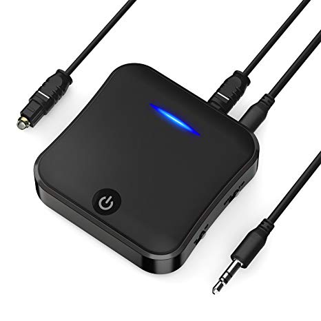 Bluetooth 5.0 Transmitter and Receiver, BQYPOWER Digital Optical TOSLINK and 3.5mm Wireless Audio Adapter for TV/Home Stereo System - aptX HD, aptX LL, Low Latency, Pair 2 At Once
