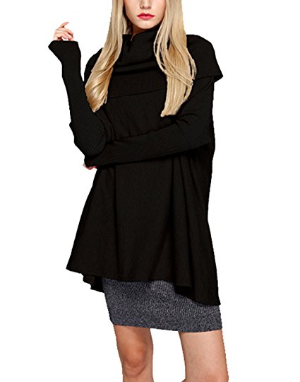 Women's Turtleneck Knit Long Sleeve Oversized Loose Pullover Sweater Shirt Tops