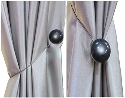 EleCharm Ayygift 1 Pair Classic Pearl Steel Wire Resin Strong Magnetic Curtain Buckle Tiebacks Curtain Drapery