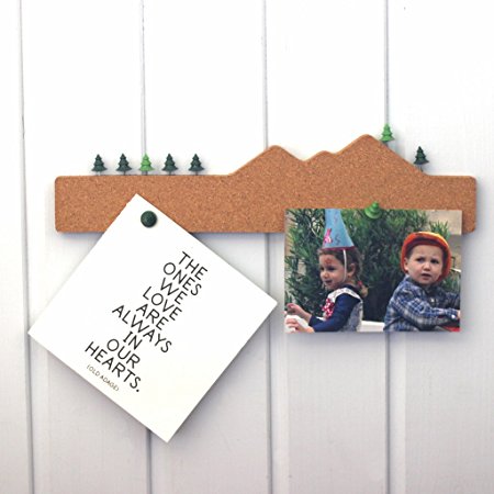 Decorative Cork Bulletin Board and Push Pins Combo, Office or Home Décor, Memo Mountain By Monkey Business