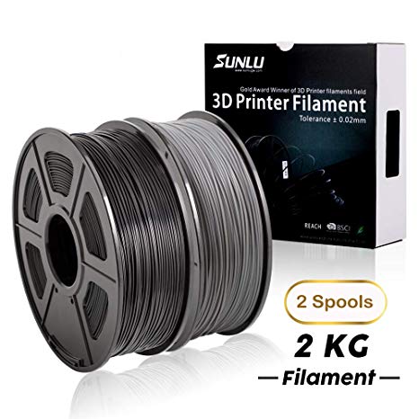 PETG 1.75mm 3D Printer Filament, Dimensional Accuracy  /- 0.02mm, 2.2 LBS (1KG) Spool,1.75 mm PETG 3D Filament for Most 3D Printer & 3D Printing Pen (US-PETG Black-Grey)