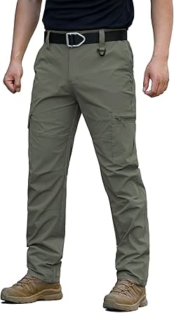 CARWORNIC Men's Quick Dry Hiking Pants Lightweight Water-Resistant Travel Fishing Outdoor Pants with Zipper Pockets