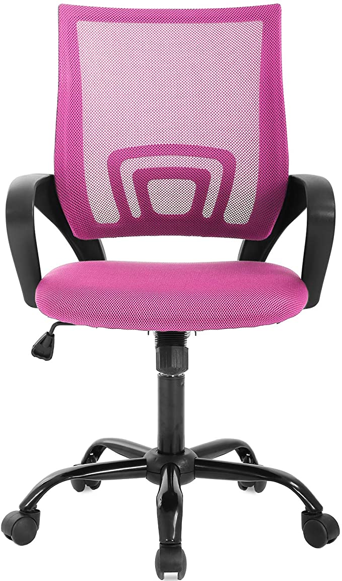 Office Chair Ergonomic Desk Chair Mesh Computer Chair Lumbar Support Modern Executive Adjustable Stool Rolling Swivel Chair for Back Pain (Pink)