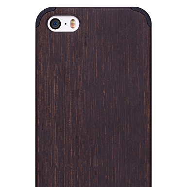 iPhone SE Wood Case Real iCASEIT Protective iPhone 5S Wood Case with Bumper - Wood iPhone 5S Case - Wenge / Black