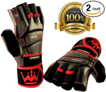 Weightlifting Gloves for Gym Fitness Bodybuilding - Workout Gloves for Men & Women - Dominator Leather Crossfit Cross Training Gloves W. Wrist Strap Wrap - Best Weight Lifting Gloves with Wrist Support for Heavy Lifting