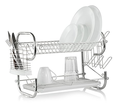 Francois et Mimi Two-Tier Fully Stainless Steel Dish Rack with Cutlery Rack