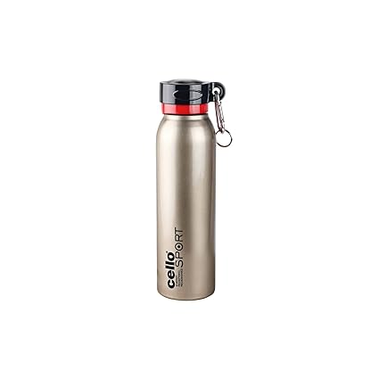 Cello Beatle Stainless Steel Vacuum Insulated Bottle, Gold, 550ml |Hot & Cold Water Bottle with Screw top Lid | Double Walled Water Bottle for Sports, Gym, Outdoor, Travel