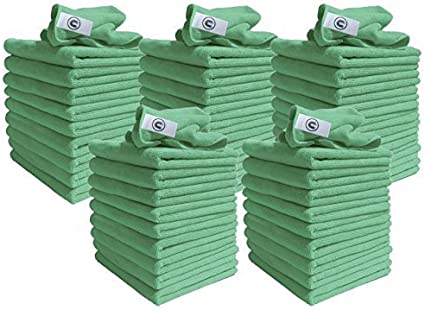 DCS Microfibre Cleaning Cloth, Green, Pack of 50, Large Size: 40x40cm. Super Soft Premium Streak Free Washable Cloth Duster for Kitchen, Bathrooms, Surfaces, Mirrors, Car, Motorbike