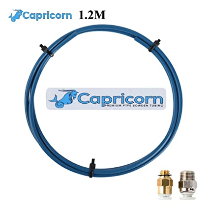 Genuine Capricorn Premium Tubing Bowden PTFE Tubing XS Series 1.2M for 1.75mm Filament with 1PCS PC4-M6 Pneumatic Fitting Push to Connect and 1 PCS PC4-M10 Straight Quick in Fitting for 3D Printer