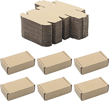 Ellbest 50 Pack Kraft Paper Boxes, Foldable Rectangular Paper Box Packing Box for shipping, Storaging Small items, Brown, 3.6 x 2.0 x 1 inches