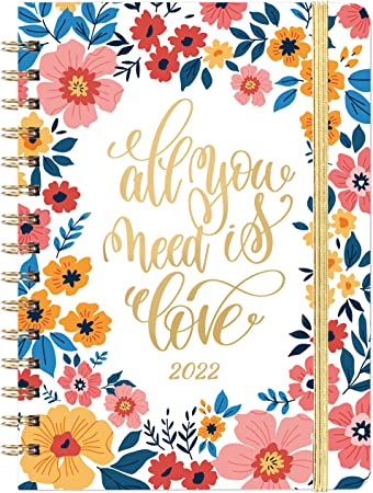 2022 Planner – Weekly ＆ Monthly Planner 2022 with Back Pocket, Jan 2022 - Dec 2022, 6.4" x 8.5", Tabs, Hardcover, Strong Twin-Wire Binding, Elastic Closure - All You Need Is Love