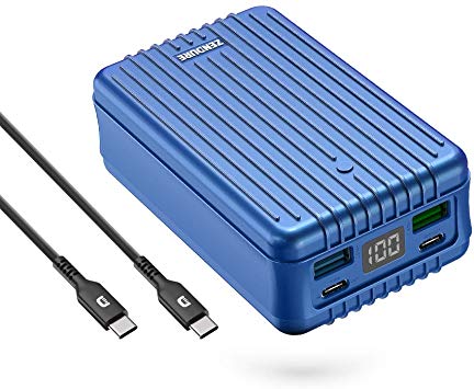 Zendure SuperTank 27,000mAh Portable Charger with Dual USB-C PD (100W & 60W) and Dual USB-A (15W & 18W), Quick Charge 3.0 Power Bank for MacBook Pro 15/13/12, USB-C Laptops, iPad Pro & More - Blue