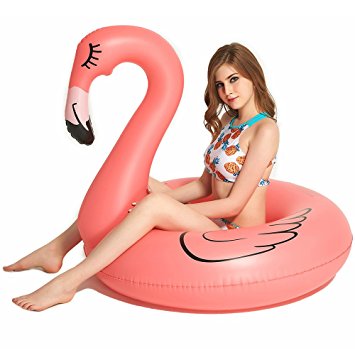 Inflatable Flamingo Pool Float Raft [VICKEA] Large Outdoor Swimming Pool Floatie Lounge Toy for Adults & Kids