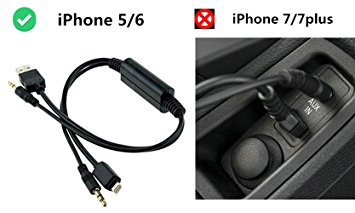 HAIN@ BMW Mini Cooper Car Y Lightning and USB Cable to AUX Adapter with 3.5MM for iPhone iPadiPod Audio Charging Cable