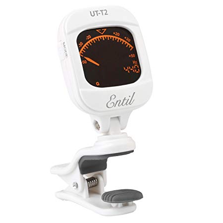 Guitar Tuner Full Color Display Electronic Digital & Chromatic Clip On Tuner for Guitar, Bass and Violin lovers,Deliver from Canada (White-Entil)