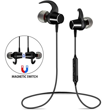 Wireless Headphones Bluetooth Earphones Waterproof HiFi Magnetic Switch Headsets In Ear Design Microphone Noise Cancelling 10 Hours Battery Sports Running Workout Headphones