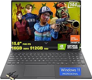 HP Victus 15 Gaming Laptop | 15.6" FHD IPS 144Hz | AMD 6-Core Ryzen 5 7535HS (&gt;i7-11800H) | 16GB DDR5 512GB SSD | GeForce RTX 2050 4GB Graphic | Backlit USB-C B&O Win11Pro Black   HDMI Cable