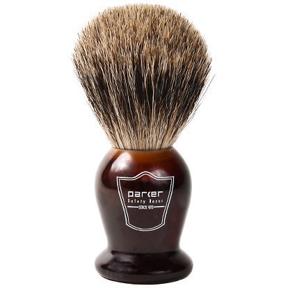 Parker Safety Razor"Super Soft" 100% Best Badger Bristle Shaving Brush With Faux Tortoise Shell Handle - Brush Stand Included