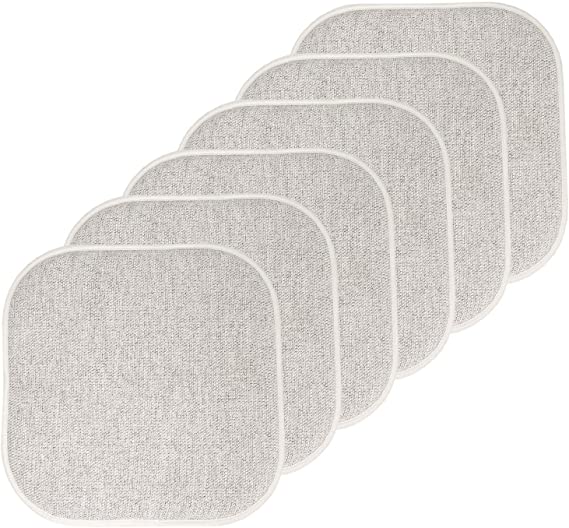 Sweet Home Collection Chair Cushion Memory Foam Pads Honeycomb Pattern Slip Non Skid Rubber Back Rounded Square 16" x 16" Seat Cover,  6 Pack, Alexis Cream/Brown