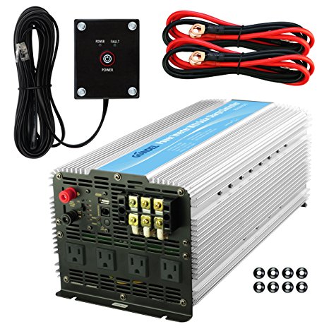 Giandel 5000Watt Power Inverter 24V DC to 120V AC with 20A Solar Charge Control and 4xAC 110-120V US Outlets and 1x2.4A USB and Remote Control