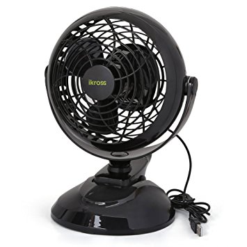 Clip-on USB Fan, iKross Personal Quiet Mini USB Powered Clip on Table Desktop Fan - Black