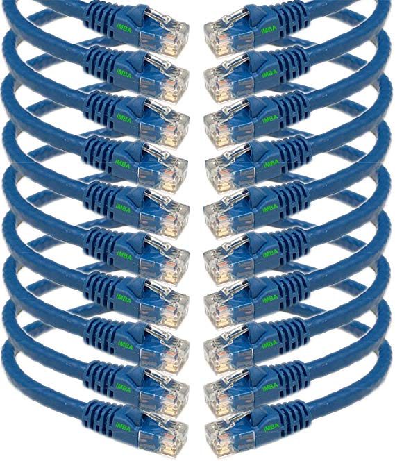 iMBAPrice IMBA-CAT5-01BL-10PK Cat5e Network Ethernet Patch Cable (10 Pack), 1-Feet, Blue