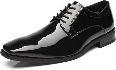 Tuxedo Shoes Patent Leather Wedding Shoes for Men Cap Toe Lace up Formal Business Oxford Shoes