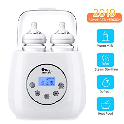 Baby Bottle Warmer, Himaly Bottle Steam Sterilizer 6 in 1 Bottle Warmer for Warm Milk Formula Heat Food Defrost, Baby Food Heater with LED Display and Accurate Temperature Control, Fit Most Bottles