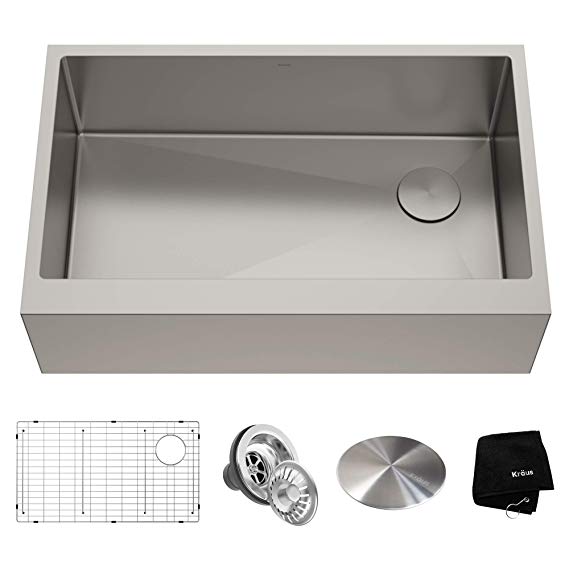 Kraus KHF410-33 Standart PRO Kitchen Stainless Steel Sink, 32.5 Inch, 33 Inch Flat Apron Single Bowl