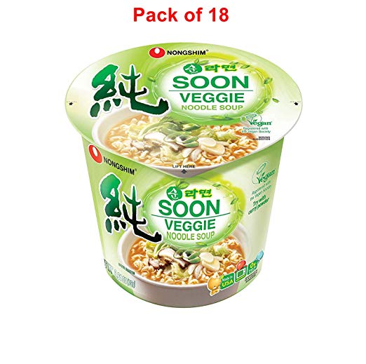 Soon Cup Noodle Soup, Veggie, 2.6 Ounce (Veggie (Pack of 18))