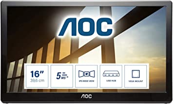 AOC Monitor I1659FWUX - 16" Full HD, 60 Hz, IPS, Low Blue Light, VESA, 1920x1080, 220 cd/m