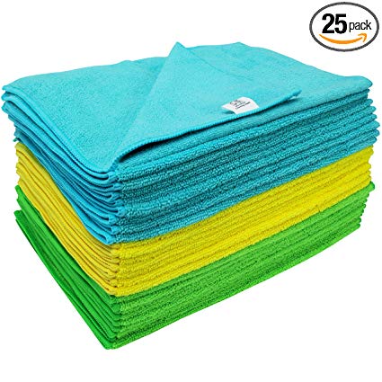 S & T 523301 Heavyweight Microfiber Cleaning Towels, 300GSM 25 Pack