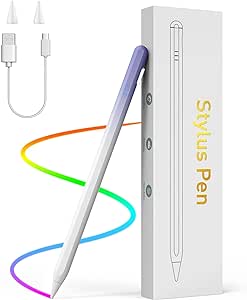 MoKo USB-C Stylus Pen for iPad 10th/9th Gen,Apple Pencil 2nd Generation for Apple iPad Pro 12.9 6th/5th Gen,iPad Pro 11 4th/3th Gen,iPad Air 5th/4th,iPad Mini 6th Gen,Palm Rejection, White/Purple