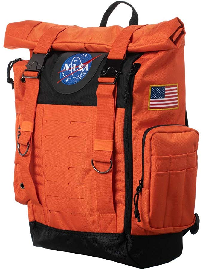 Nasa Orange Flight Suit Rolltop Backpack with Patches Standard