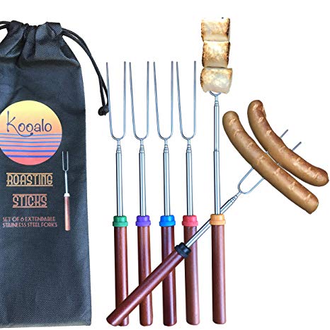 Kooalo Roasting Sticks - Premium Extendable Marshmallow Smores Roasting Sticks for Fire Pit