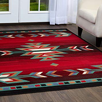 Home Dynamix Premium Sagrada Area Rug by Modern Southwestern Style Accent Rug | Bold Aztec Print | Black, Red, Multicolor Pattern 21" x 35"