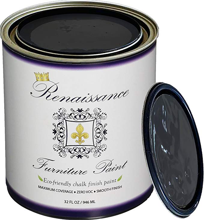 Retique It Chalk Finish Paint by Renaissance - Non Toxic, Eco-Friendly Chalk Furniture & Cabinet Paint - 32 oz (Quart), Gothic Gray